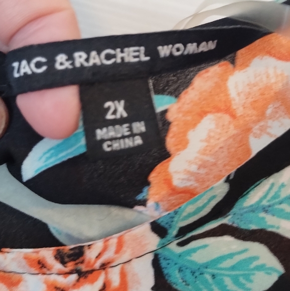 Zac & Rachel Floral Black Women's Top With Ruffle Sleeves And Hem - Picture 3 of 5